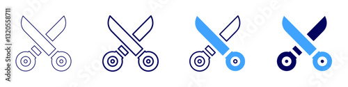 Scissors holster​ icon in 4 different styles. Thin Line, Line, Bold Line, Duotone. Duotone style. Editable stroke