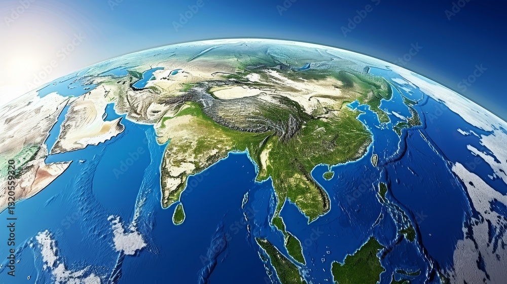 Fototapeta premium Aerial perspective of north korea insights from satellite imagery and landscape analysis