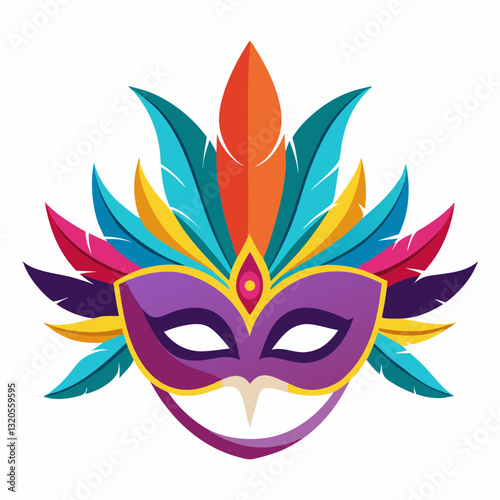 carnival mask with feathers and bold colors