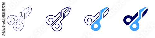 Scissors pouch​ icon in 4 different styles. Thin Line, Line, Bold Line, Duotone. Duotone style. Editable stroke
