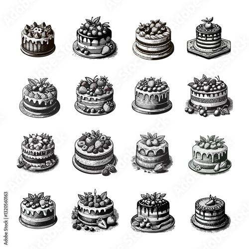 Cake engraved logo icon design illustration