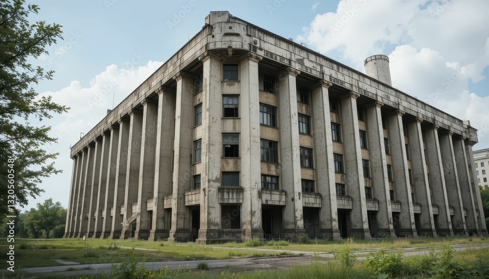 Abandoned Industrial Building Surrounded by Overgrown Vegetation Abandoned Industrial Building Surrounded by Overgrown Vegetation