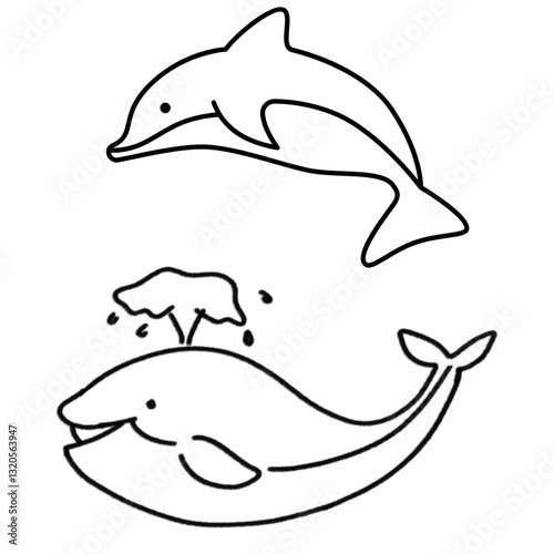 vector illustration of a dolhin and whale