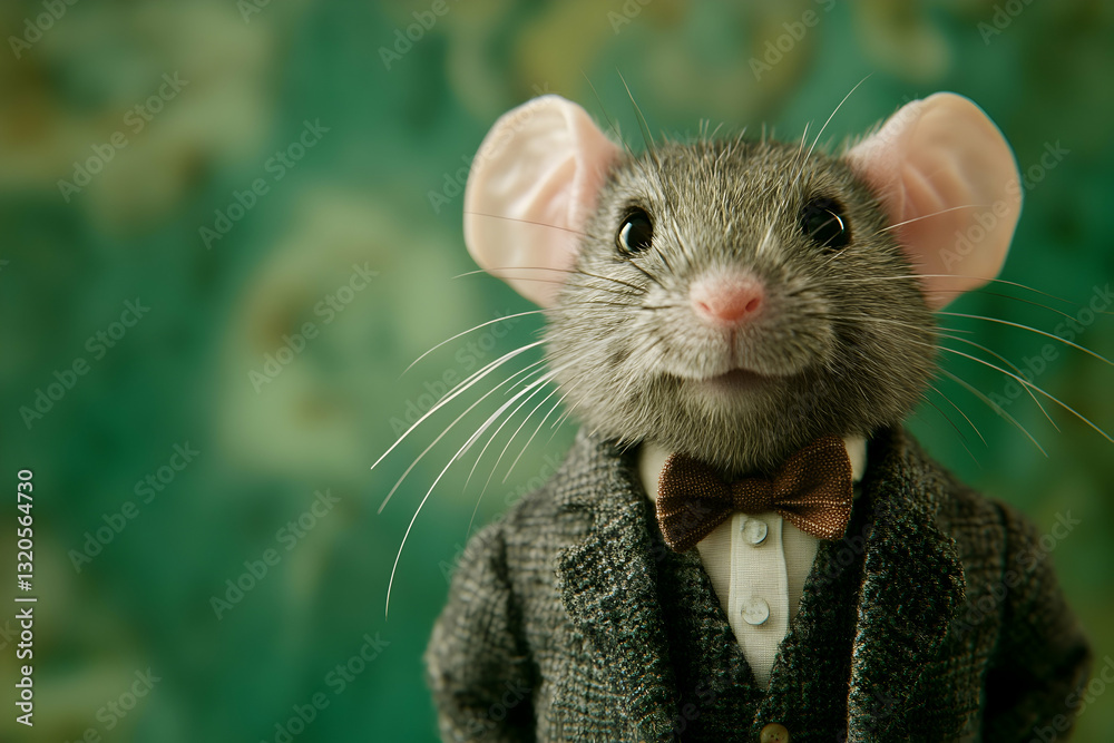 A cute rat in a suit, wearing a white shirt and tie. A cute rat in a suit, wearing a white shirt and tie.