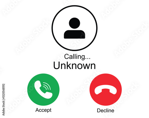 Unknown Caller Incoming Call Notification with Accept or Decline Option