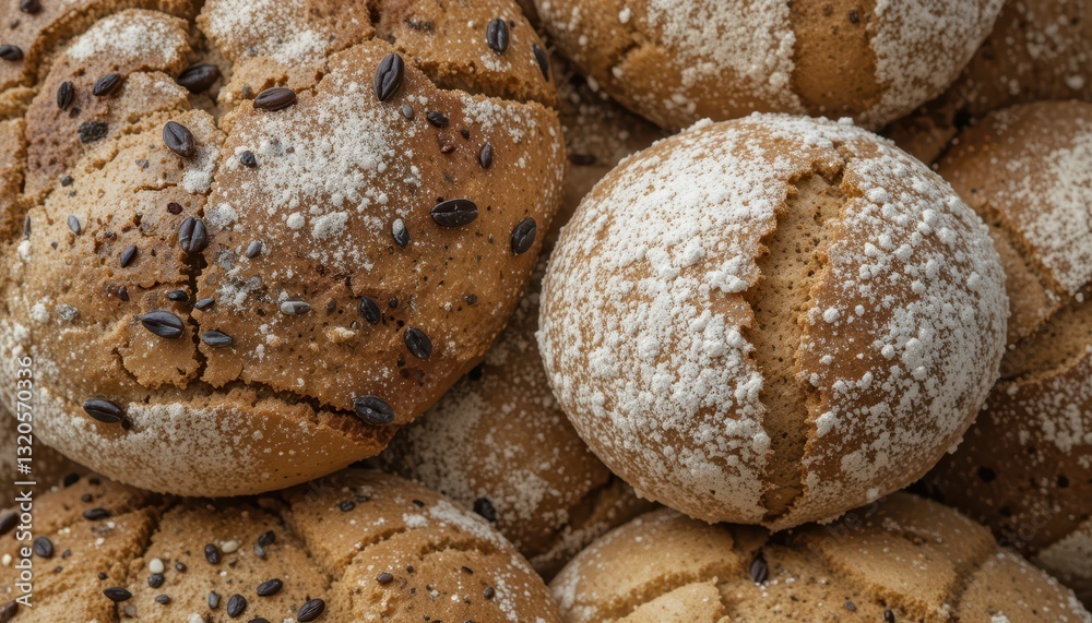 Freshly Baked Bread Rolls with Delicious Crust and Seeds Freshly Baked Bread Rolls with Delicious Crust and Seeds