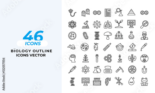Biology Outline Icons Set vector pack Collection Layout Vector Icon Template. Vector illustration in line style of icons	
