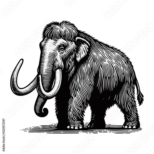 mammoth engraved logo icon design illustration