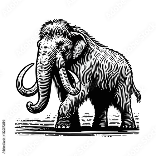 mammoth engraved logo icon design illustration