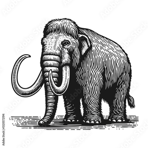 mammoth engraved logo icon design illustration