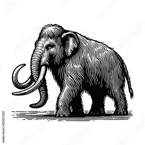 mammoth engraved logo icon design illustration