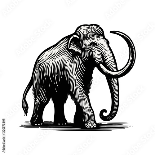 mammoth engraved logo icon design illustration