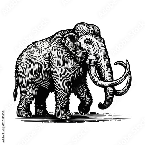 mammoth engraved logo icon design illustration