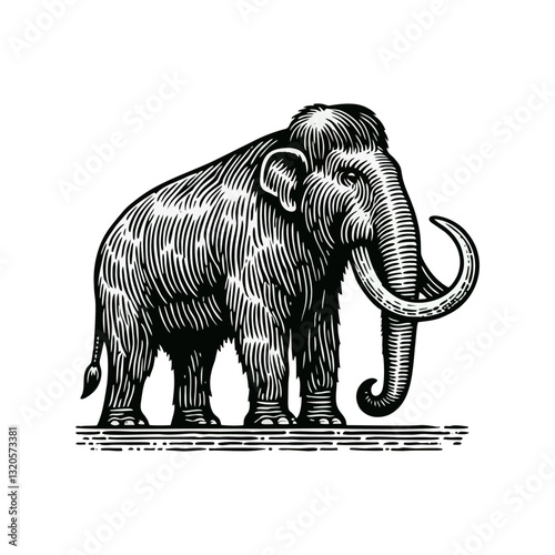 mammoth engraved logo icon design illustration
