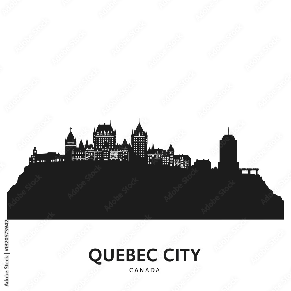 Quebec City Skyline Silhouette - Vector Illustration Quebec City Skyline Silhouette - Vector Illustration