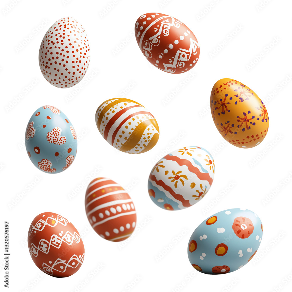 custom made wallpaper toronto digitalSet of various Easter eggs falling into the air isolated on transparent background