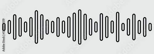 Podcast sound waves and audio soundwave of voice message records, vector icons. Audio frequencies. Black and gray soundwave frequency icon. Dynamic vertical lines illustrating sound waves. 