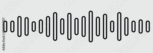 Podcast sound waves and audio soundwave of voice message records, vector icons. Audio frequencies. Black and gray soundwave frequency icon. Dynamic vertical lines illustrating sound waves. 