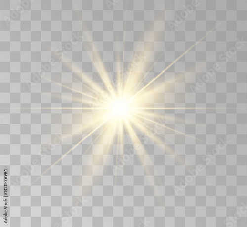 Transparent yellow sunlight special lens flash light effect. Front solar flare lenses	