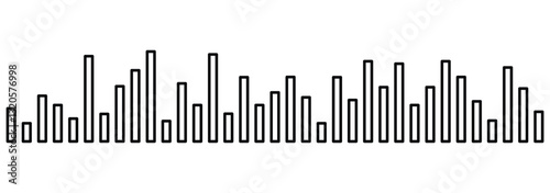 Podcast sound waves and audio soundwave of voice message records, vector icons. Audio frequencies. Black and gray soundwave frequency icon. Dynamic vertical lines illustrating sound waves. 