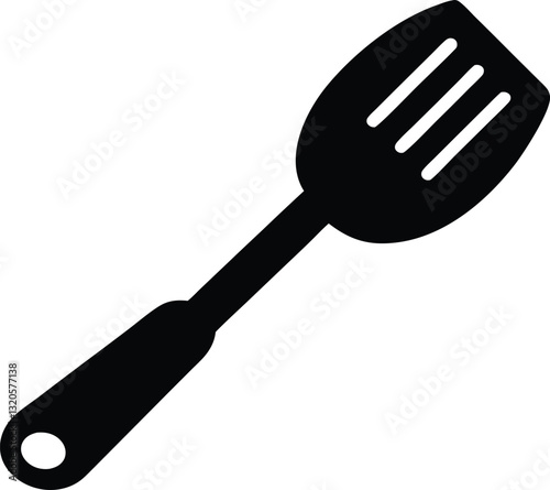 Spatula black silhouette on a white background. kitchen spatula icon, vector Illustration