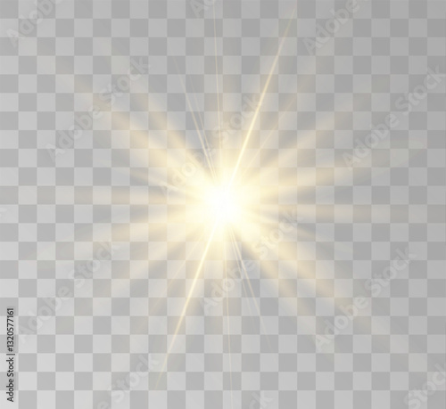 Transparent yellow sunlight special lens flash light effect. Front solar flare lenses	