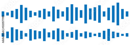 Equalizer icon with soundwave line. Vector sound wave icon. Music player sound bar. Audio signal lines. Waveform pattern for music player, podcast, voice message, music app. Vector illustration.