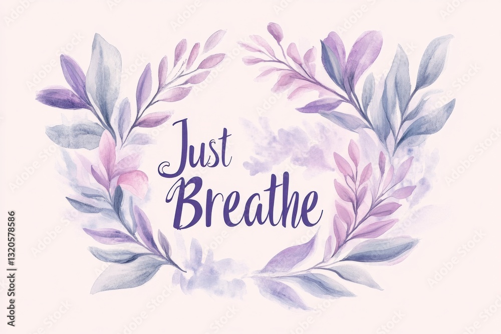 Obraz premium Beautiful watercolor artwork featuring floral elements and a calming message for mindfulness and relaxation
