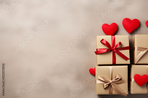 Valentine day composition with copy space, gift or present
