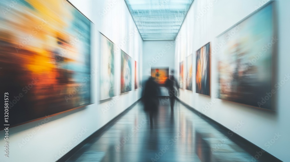 Fototapeta premium Art gallery interior blurred background