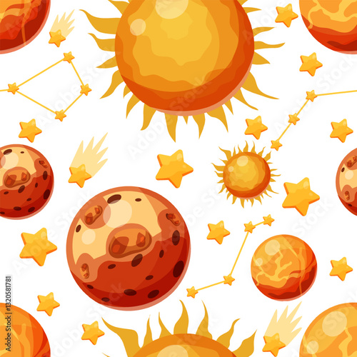 Solar System Seamless Pattern