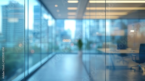 Wallpaper Mural An office interior shows modern design with large glass windows Torontodigital.ca