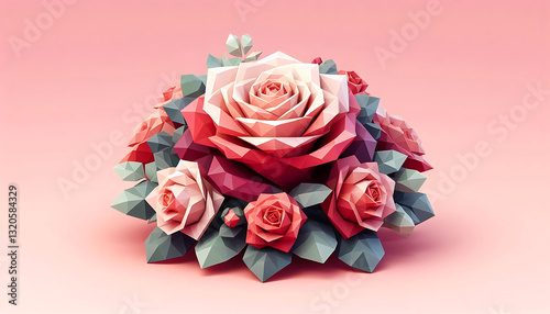 Wallpaper Mural Polygonal Roses: A Modern Twist on Classic Beauty Torontodigital.ca