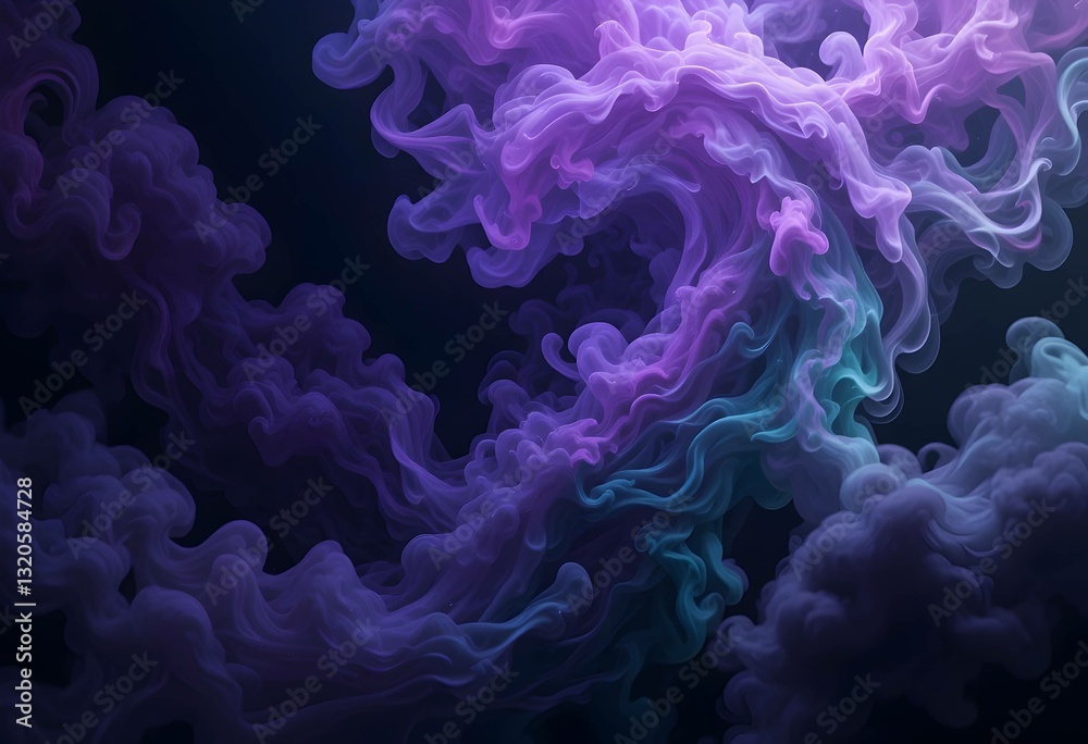 Obraz premium abstract gaming background. smoke swirls with dynamic, colorful texture on black backdrop. ethereal and artistic flow. ideal for website banner or technology