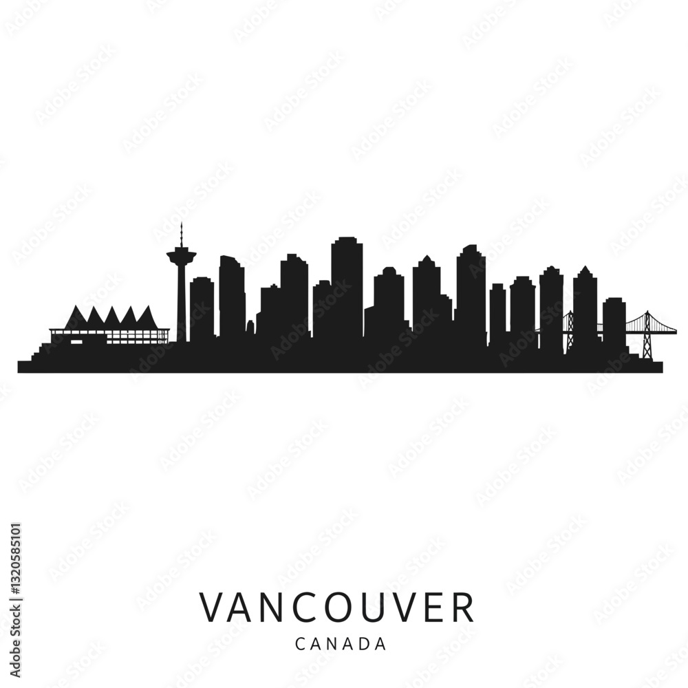 Obraz premium Vancouver Skyline Silhouette - Vector Illustration