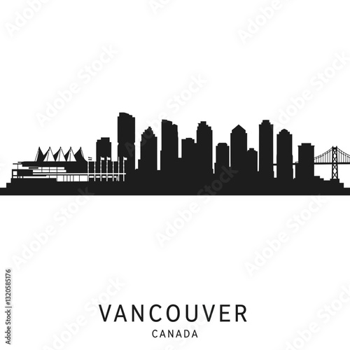 Vancouver Skyline Silhouette - Vector Illustration