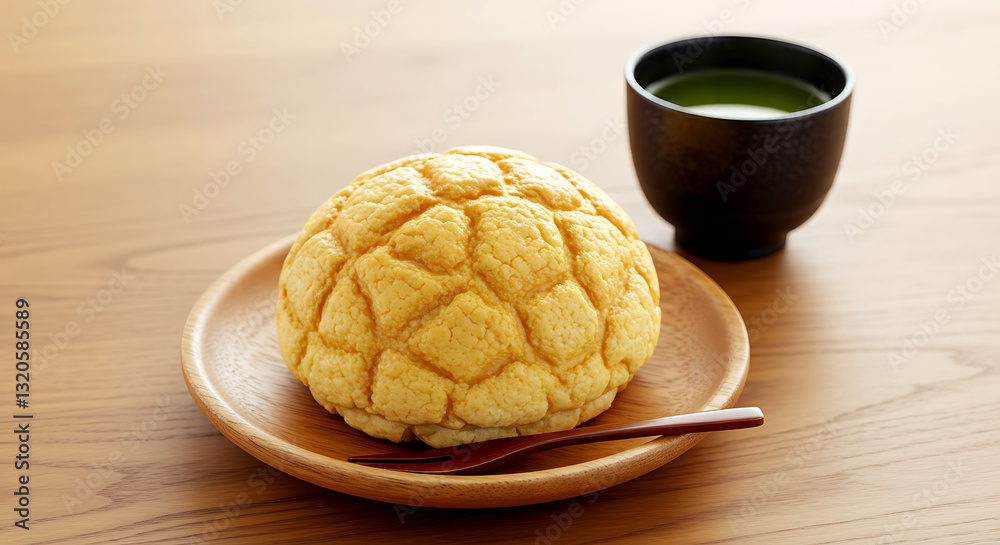 Japanese melon pan with a sweet, crispy crust Japanese melon pan with a sweet, crispy crust