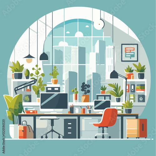 vector illustration of a modern office
