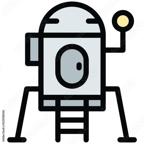 Space lander icon in flat line style representing extraterrestrial exploration planetary landing and robotic missions ideal for astronomy science and space technology concepts.