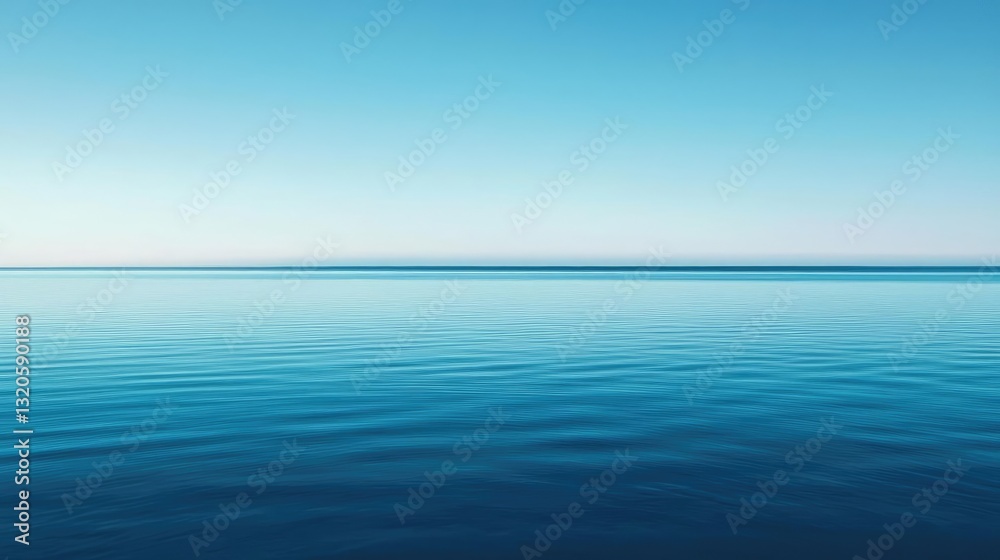 Fototapeta premium Abstract landscape background concept. Tranquil blue sea horizon with calm water and clear sky, perfect for peaceful backgrounds.