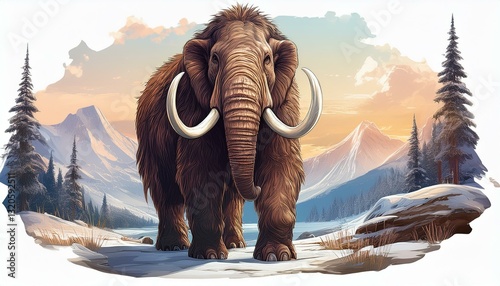 woolly mammoth illustration prehistoric ice age mammal extinct elephant ancient beast