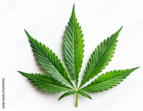fresh and healthy green cannabis leaf isolated on white background cbd medical marijuana plant weed and drug concept