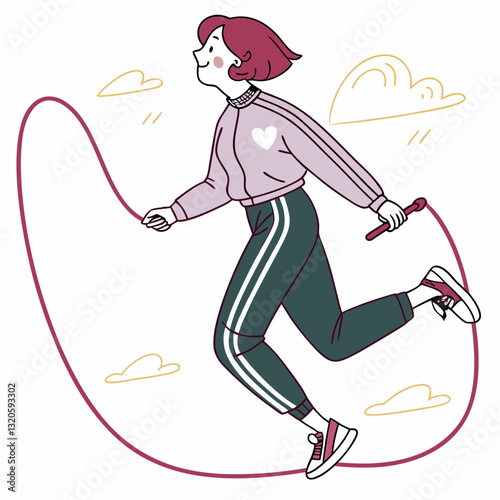 Jumping rope exercise for health and fitness, joyful and playful activity