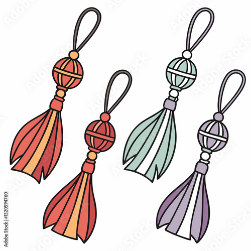 Charming Collection of Decorative Tassels Illustration in Pastel Colors