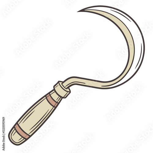 Stylized Illustration of a Harvesting Sickle for Agricultural Use