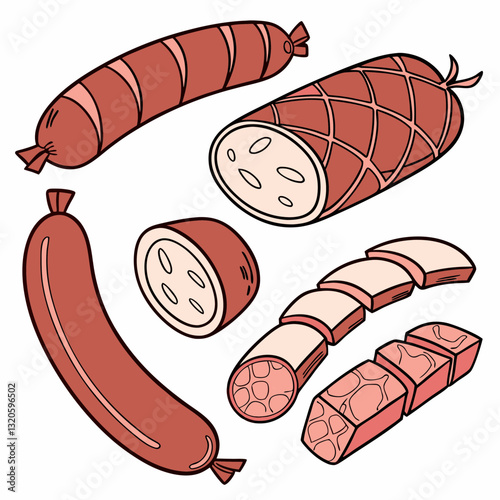 Whimsical Sausage Medley: An Illustrated Collection of Assorted Meat Delights