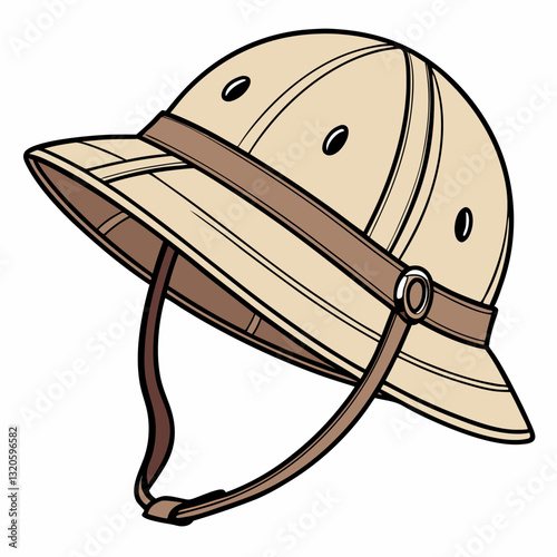Illustration of pith helmet, representing exploration and adventure