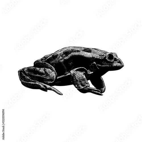Scrotum Frog hand drawing vector isolated on background.