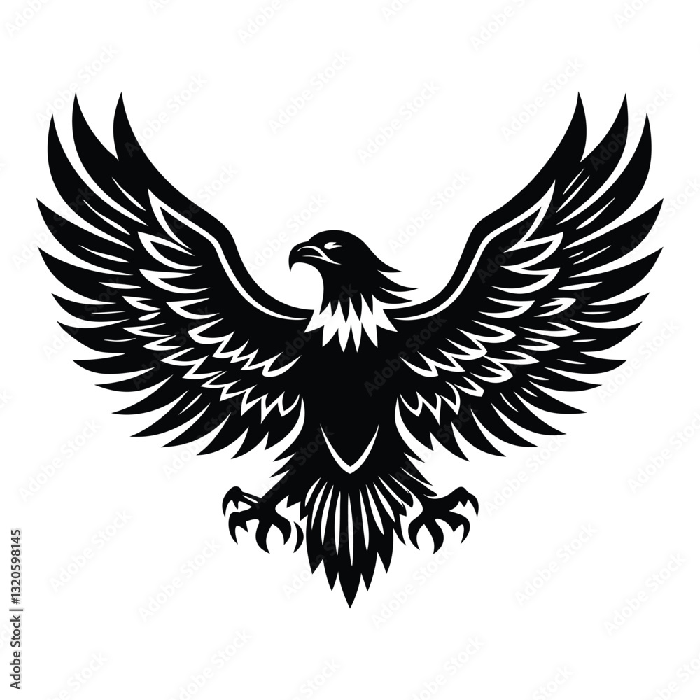 Obraz premium Soaring Eagle Icon Silhouette, High-Quality Editable and Printable Vector EPS File