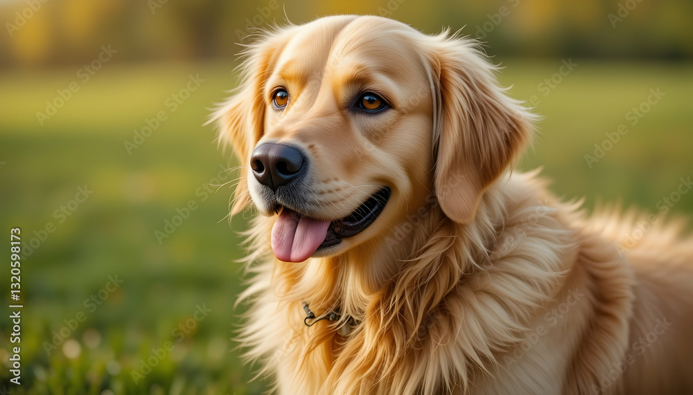 Dog Portrait in Park Relaxing and Looking to Side Calmly Dog Portrait in Park Relaxing and Looking to Side Calmly
